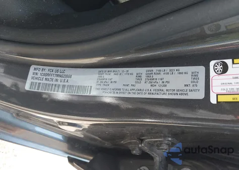 2021 Ram 1500 Big Horn 4X4 5'7 Box from USA, damaged, VIN 1C6SRFFT7MN620668